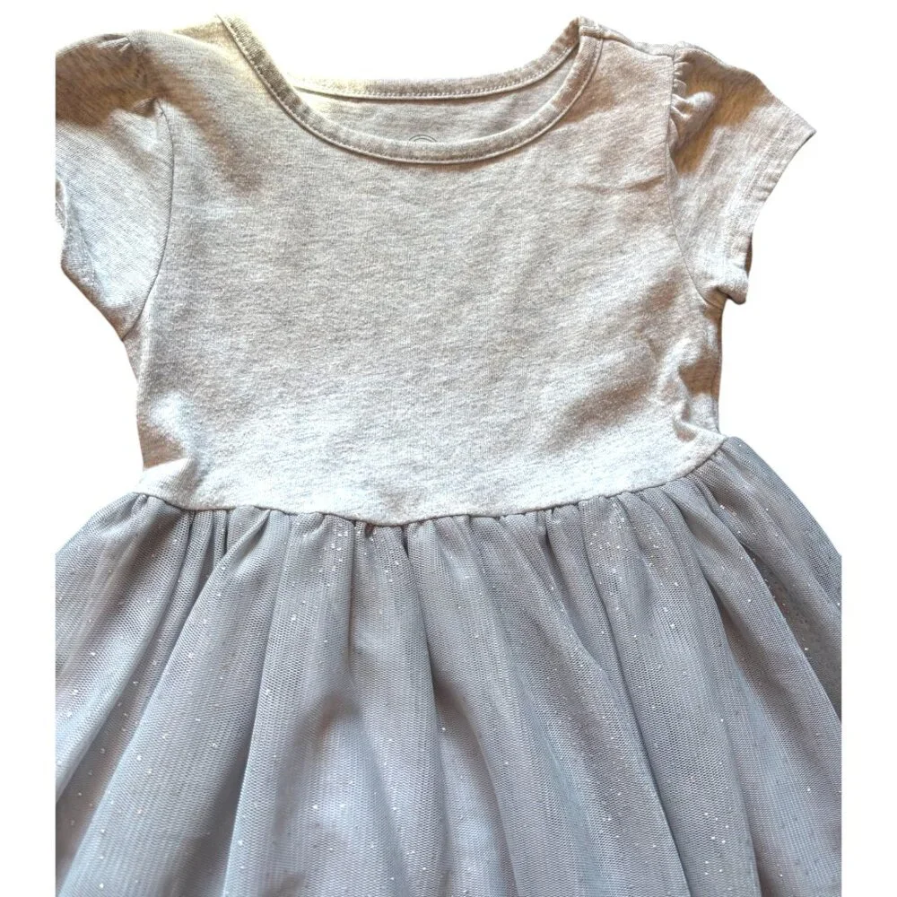 Wonder Nation girl's sparkly gray short sleeve tutu‎ skirt dress sz 3t